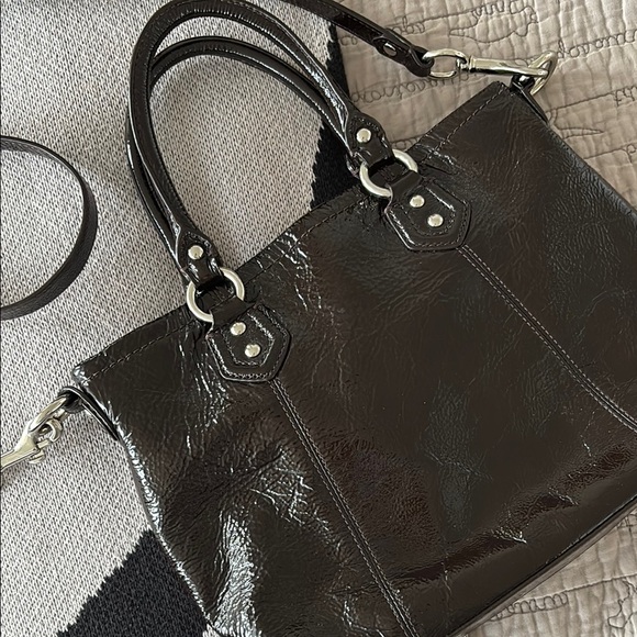 Brown Patent Leather Convertible Crossbody Bag - Picture 5 of 14